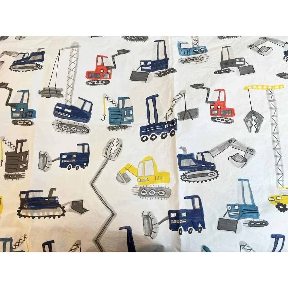 Pottery Barn Kids Toddler Flat Sheet Jax Construction 100% Organic Cotton
